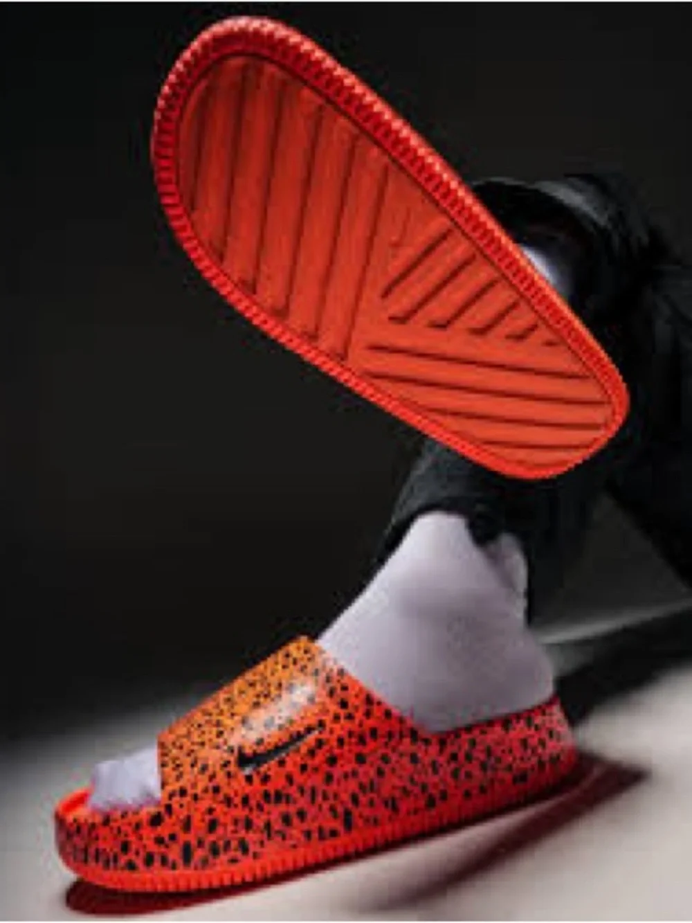 Nike calm slide sandals Orange and Black Speckle Slide Sandals